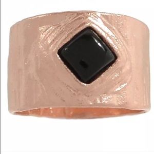 Solid sterling and Rose Gold onyx ring New